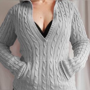 Y2k Old Navy Chunky Cable Knit Hooded Sweater Size M